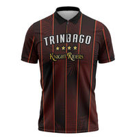 Custom Trinbago Cricket Knight Riders Zipper Polo Shirt Palm Leaves with Vertical Stripes Sporty Style - Wonder Print Shop
