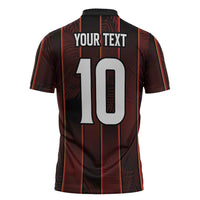 Custom Trinbago Cricket Knight Riders Zipper Polo Shirt Palm Leaves with Vertical Stripes Sporty Style - Wonder Print Shop