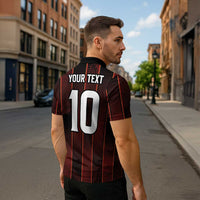 Custom Trinbago Cricket Knight Riders Zipper Polo Shirt Palm Leaves with Vertical Stripes Sporty Style - Wonder Print Shop