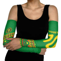 Custom Cameroon Football Arm Sleeves Tribal Motifs Green Color - Wonder Print Shop