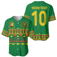 Custom Cameroon Football Baseball Jersey Tribal Motifs Green Color - Wonder Print Shop