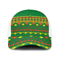 Cameroon Football Baseball Net Cap Tribal Motifs Green Color - Wonder Print Shop