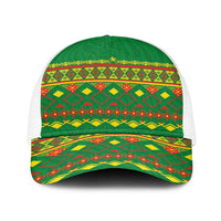Cameroon Football Baseball Net Cap Tribal Motifs Green Color - Wonder Print Shop