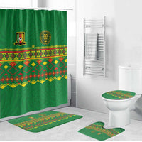 Cameroon Football Bathroom Set Tribal Motifs Green Color - Wonder Print Shop