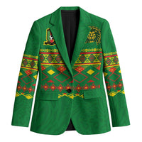 Custom Cameroon Football Blazer Tribal Motifs Green Color - Wonder Print Shop