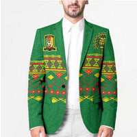 Custom Cameroon Football Blazer Tribal Motifs Green Color - Wonder Print Shop