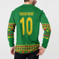 Custom Cameroon Football Button Sweatshirt Tribal Motifs Green Color - Wonder Print Shop