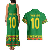 Custom Cameroon Football Couples Matching Tank Maxi Dress and Hawaiian Shirt Tribal Motifs Green Color - Wonder Print Shop