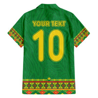 Custom Cameroon Football Family Matching Off The Shoulder Long Sleeve Dress and Hawaiian Shirt Tribal Motifs Green Color - Wonder Print Shop