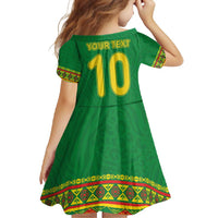 Custom Cameroon Football Family Matching Off Shoulder Maxi Dress and Hawaiian Shirt Tribal Motifs Green Color - Wonder Print Shop