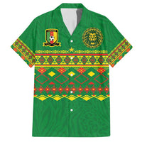 Custom Cameroon Football Family Matching Off Shoulder Maxi Dress and Hawaiian Shirt Tribal Motifs Green Color - Wonder Print Shop