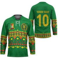 Custom Cameroon Football Hockey Jersey Tribal Motifs Green Color - Wonder Print Shop