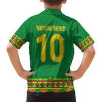 Custom Cameroon Football Kid Hawaiian Shirt Tribal Motifs Green Color - Wonder Print Shop