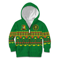 Custom Cameroon Football Kid Hoodie Tribal Motifs Green Color - Wonder Print Shop