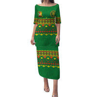 Custom Cameroon Football Puletasi Tribal Motifs Green Color - Wonder Print Shop