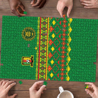 Cameroon Football Puzzle Tribal Motifs Green Color - Wonder Print Shop