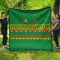 Cameroon Football Quilt Tribal Motifs Green Color - Wonder Print Shop