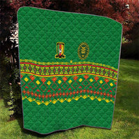 Cameroon Football Quilt Tribal Motifs Green Color - Wonder Print Shop