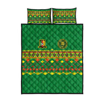 Cameroon Football Quilt Bed Set Tribal Motifs Green Color - Wonder Print Shop
