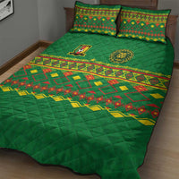 Cameroon Football Quilt Bed Set Tribal Motifs Green Color - Wonder Print Shop