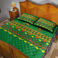 Cameroon Football Quilt Bed Set Tribal Motifs Green Color - Wonder Print Shop