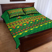 Cameroon Football Quilt Bed Set Tribal Motifs Green Color - Wonder Print Shop