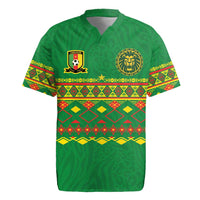 Custom Cameroon Football Rugby Jersey Tribal Motifs Green Color - Wonder Print Shop