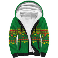 Custom Cameroon Football Sherpa Hoodie Tribal Motifs Green Color - Wonder Print Shop