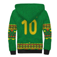 Custom Cameroon Football Sherpa Hoodie Tribal Motifs Green Color - Wonder Print Shop