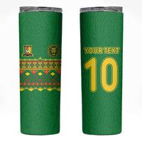 Custom Cameroon Football Skinny Tumbler Tribal Motifs Green Color - Wonder Print Shop