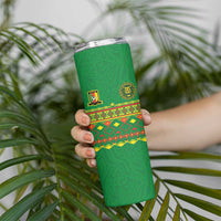 Custom Cameroon Football Skinny Tumbler Tribal Motifs Green Color - Wonder Print Shop