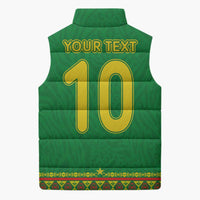 Custom Cameroon Football Sleeveless Puffer Jacket Tribal Motifs Green Color - Wonder Print Shop