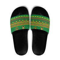 Cameroon Football Slide Sandals Tribal Motifs Green Color - Wonder Print Shop