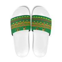 Cameroon Football Slide Sandals Tribal Motifs Green Color - Wonder Print Shop