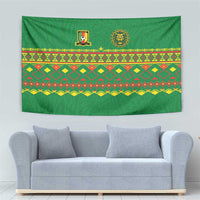 Cameroon Football Tapestry Tribal Motifs Green Color - Wonder Print Shop