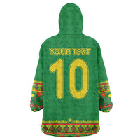 Custom Cameroon Football Wearable Blanket Hoodie Tribal Motifs Green Color - Wonder Print Shop