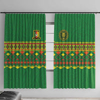 Cameroon Football Window Curtain Tribal Motifs Green Color - Wonder Print Shop