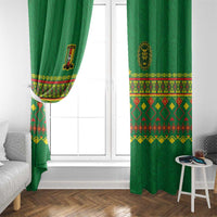 Cameroon Football Window Curtain Tribal Motifs Green Color - Wonder Print Shop