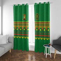 Cameroon Football Window Curtain Tribal Motifs Green Color - Wonder Print Shop