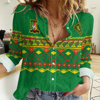 Custom Cameroon Football Women Casual Shirt Tribal Motifs Green Color - Wonder Print Shop