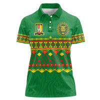 Custom Cameroon Football Women Polo Shirt Tribal Motifs Green Color - Wonder Print Shop
