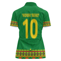 Custom Cameroon Football Women Polo Shirt Tribal Motifs Green Color - Wonder Print Shop