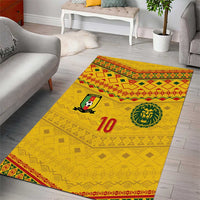 Custom Cameroon Football Area Rug Tribal Motifs Yellow Color - Wonder Print Shop