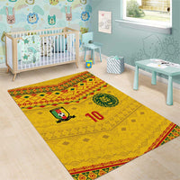 Custom Cameroon Football Area Rug Tribal Motifs Yellow Color - Wonder Print Shop