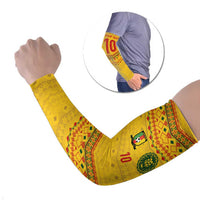 Custom Cameroon Football Arm Sleeves Tribal Motifs Yellow Color - Wonder Print Shop