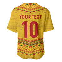 Custom Cameroon Football Baseball Jersey Tribal Motifs Yellow Color - Wonder Print Shop