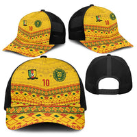 Cameroon Football Baseball Net Cap Tribal Motifs Yellow Color - Wonder Print Shop