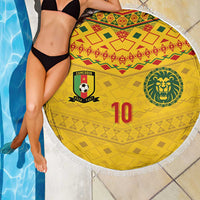 Custom Cameroon Football Beach Blanket Tribal Motifs Yellow Color - Wonder Print Shop