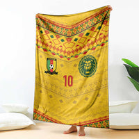 Custom Cameroon Football Blanket Tribal Motifs Yellow Color - Wonder Print Shop