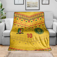 Custom Cameroon Football Blanket Tribal Motifs Yellow Color - Wonder Print Shop